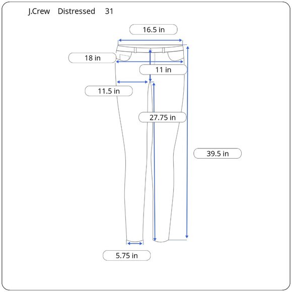 J. Crew Blue Distressed 9" High Rise Raw Hem Toothpick Size 31 - Picture 10 of 10